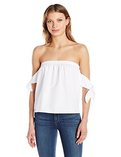 JOA Women's Off The Shoulder Knot Tie Sleeve Top | Amazon (US)