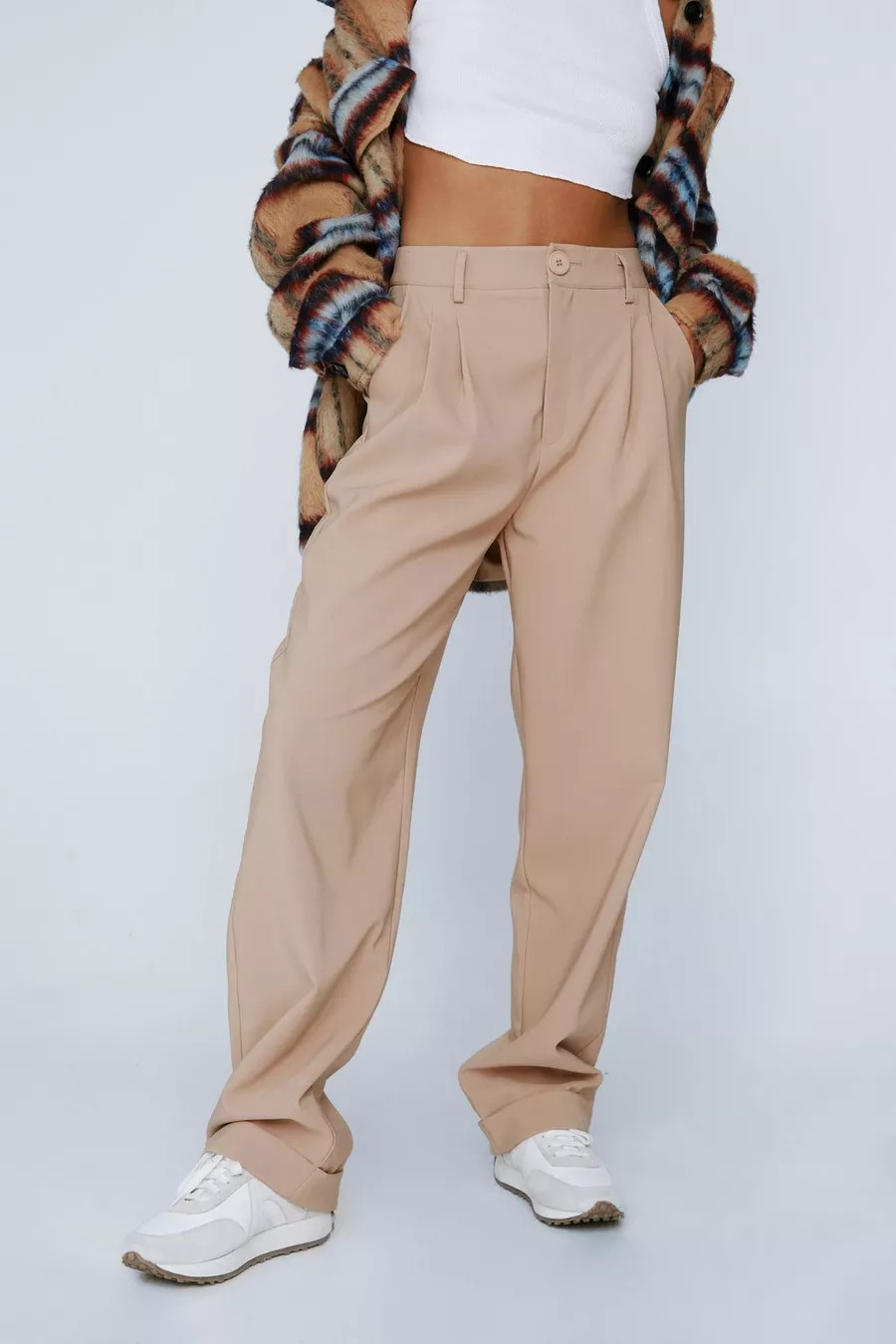 Turned Up Hem Straight Leg Pants | Nasty Gal (US)