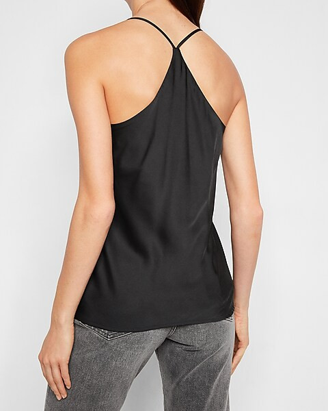 Conscious Edit Satin Racerback Cowl Neck Cami | Express