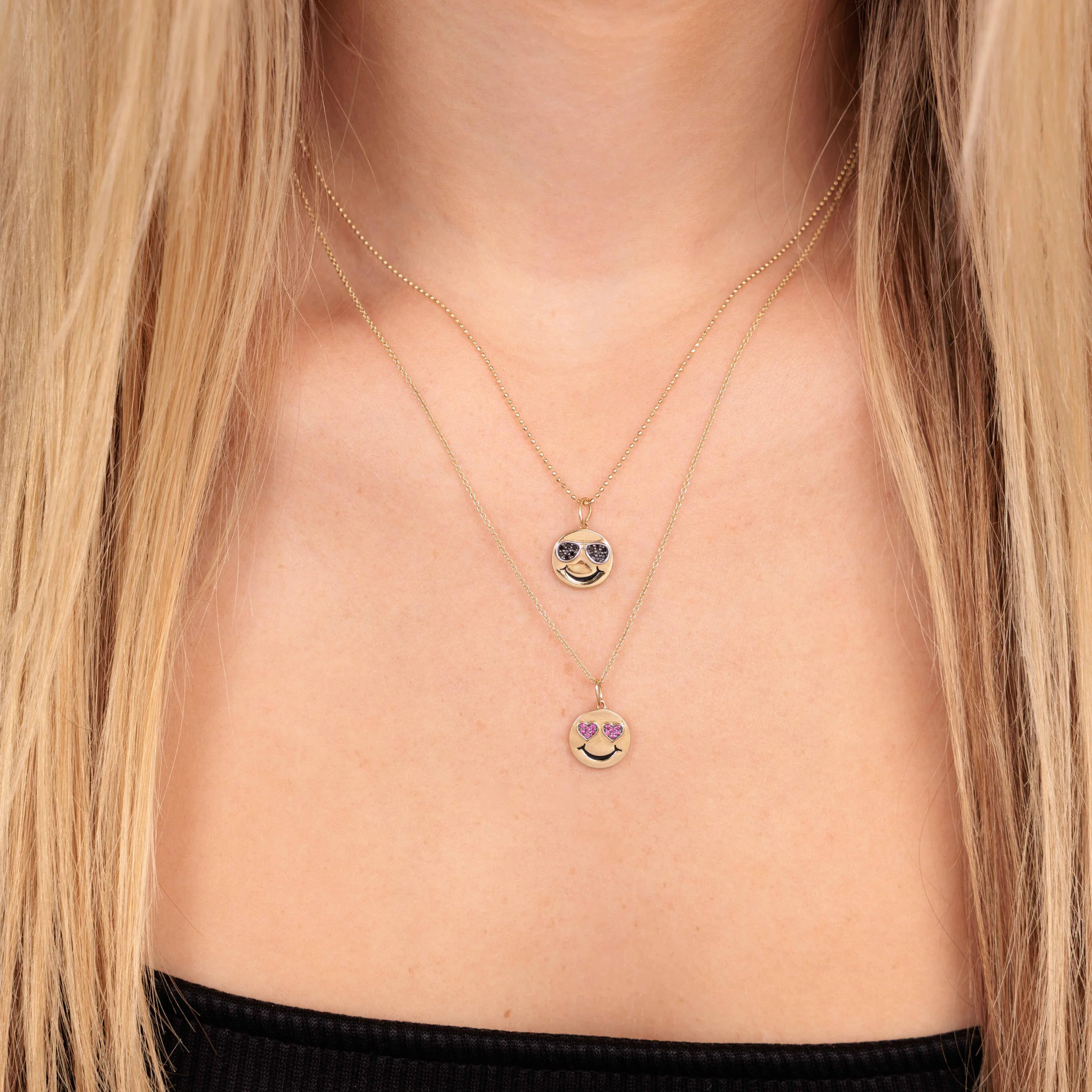 Gold & Black Diamond Sunglasses Happy Face Charm | Sydney Evan