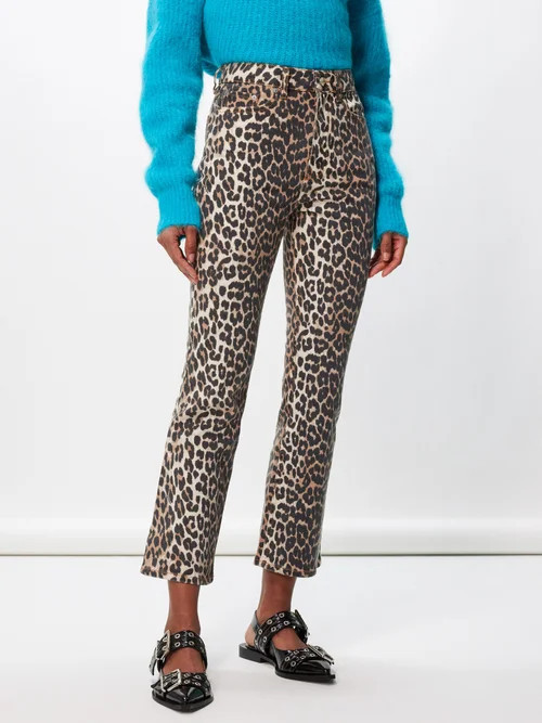 Ganni - Betzy Leopard-print Cropped Jeans - Womens - Leopard | Matches (US)