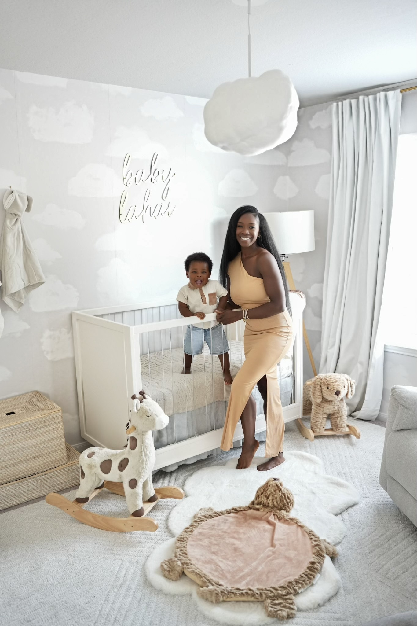 neutral nursery decor, cloud wallpaper nursery, modern baby crib, baby room ideas 2025, neutral baby bedding, nursery organization, plush toy animals nursery, rocking horse baby room, natural hair mom style, mom and toddler outfit neutral, matching mom and baby outfits, cozy baby room inspiration
 

 

#LTKHome #LTKBaby #LTKFamily