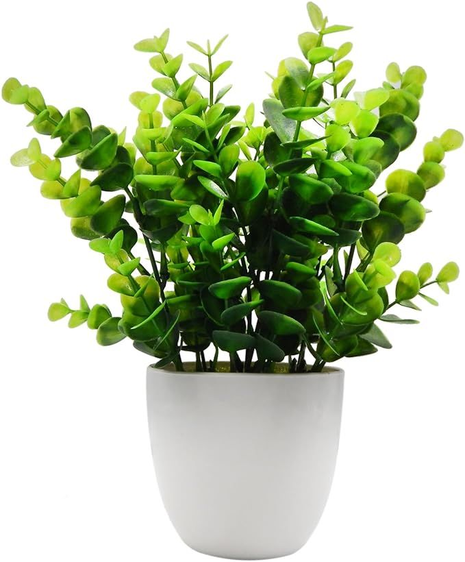 OFFIDIX Mini Artificial Eucalyptus Plants with Vase for Office Desk,Fake Plant with Plastic Pots ... | Amazon (US)