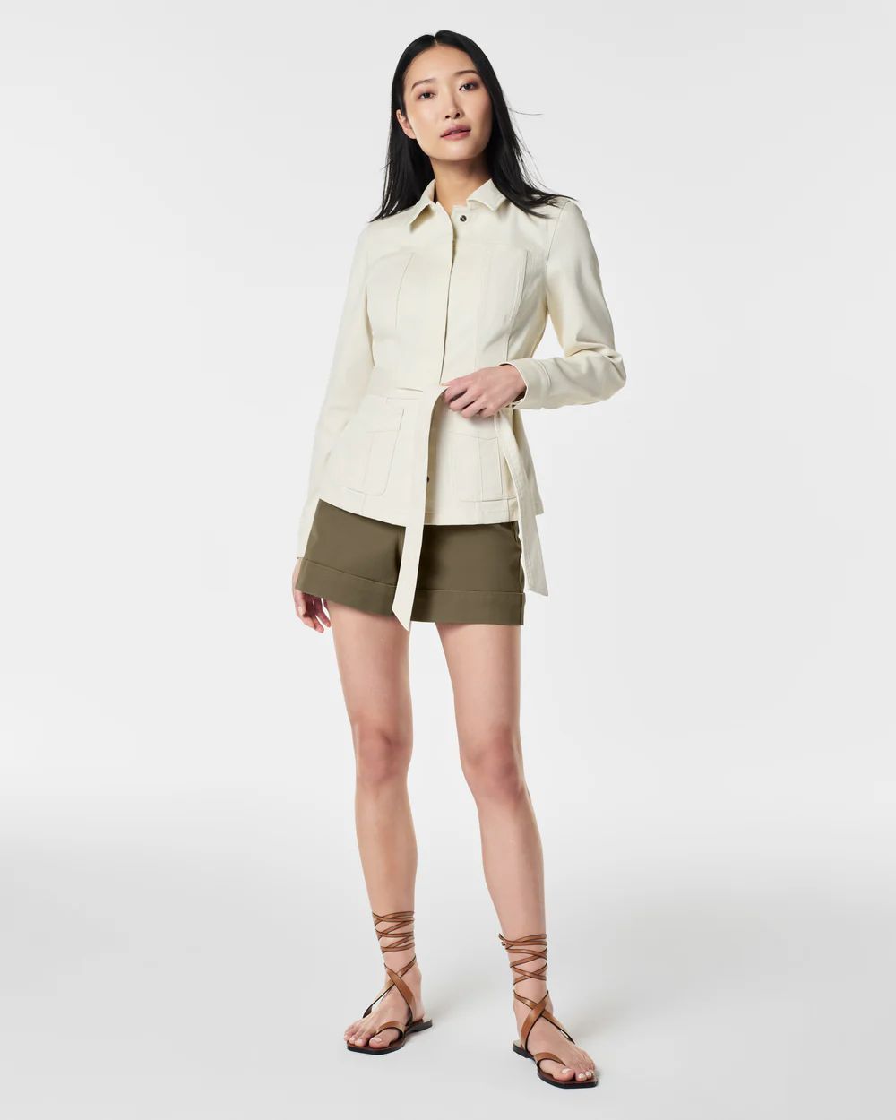 Stretch Twill Tie-Front Shirt Jacket | Spanx