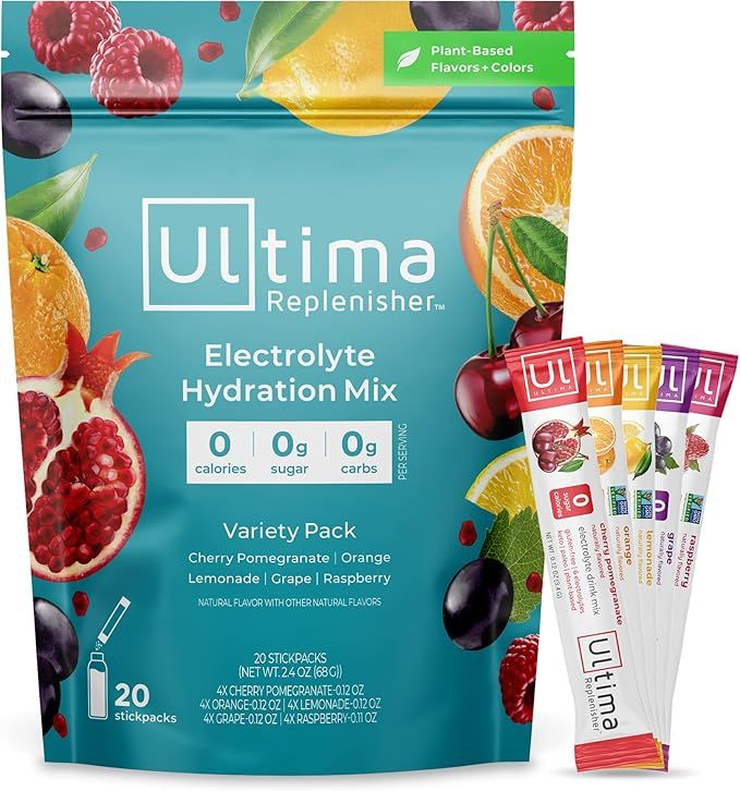 Ultima Replenisher Electrolyte Hydration Powder, Variety Pack, 20 Count Stickpacks Pouch - Sugar ... | Amazon (US)