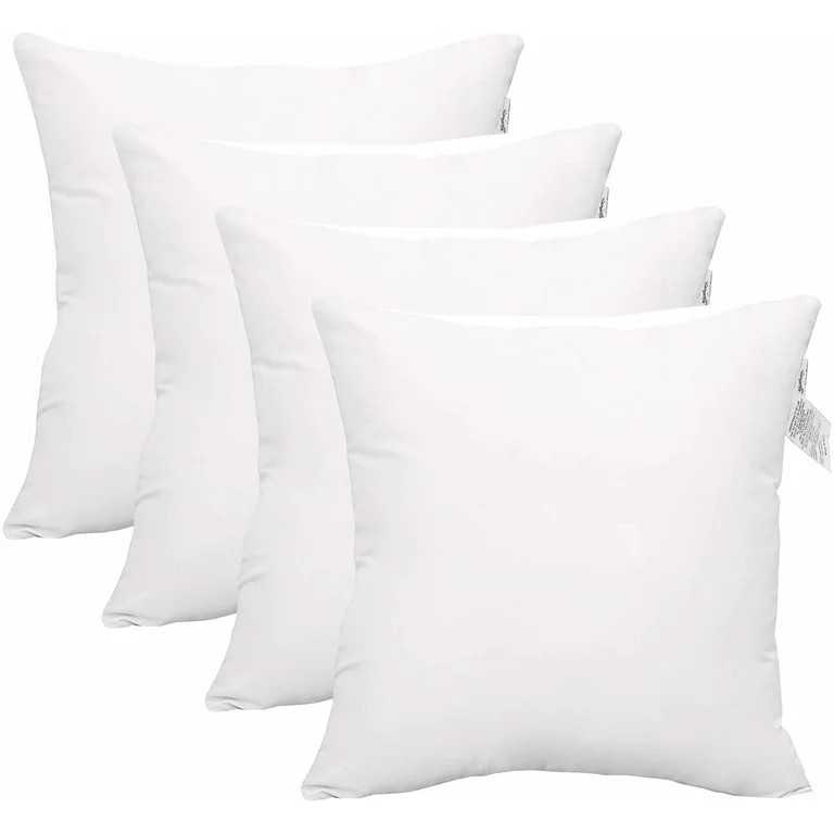 Accent Home 18" x 18" Polyester Throw Pillow Insert, (4 Count) | Walmart (US)