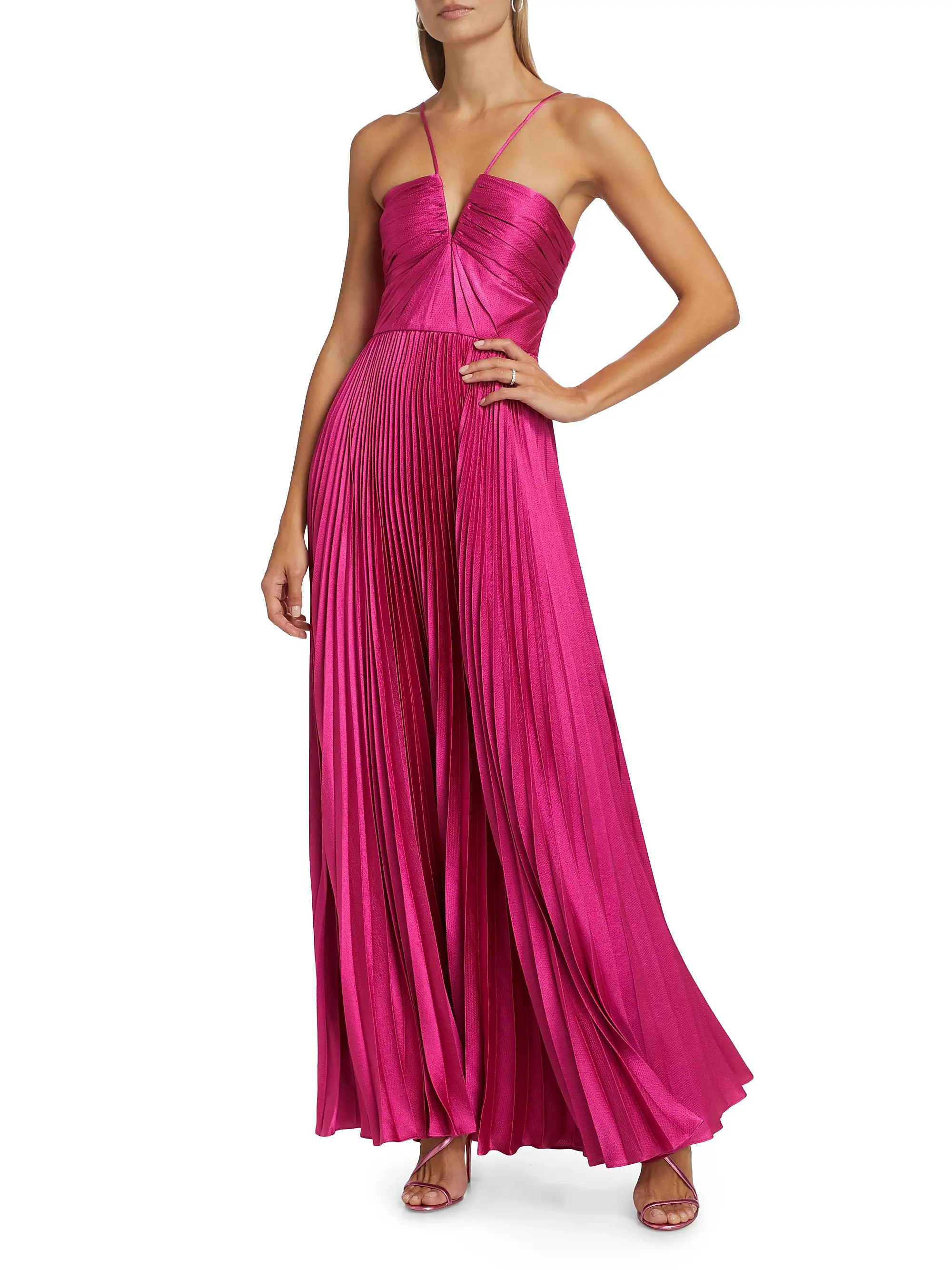 Indigo Satin Pleated Gown | Saks Fifth Avenue