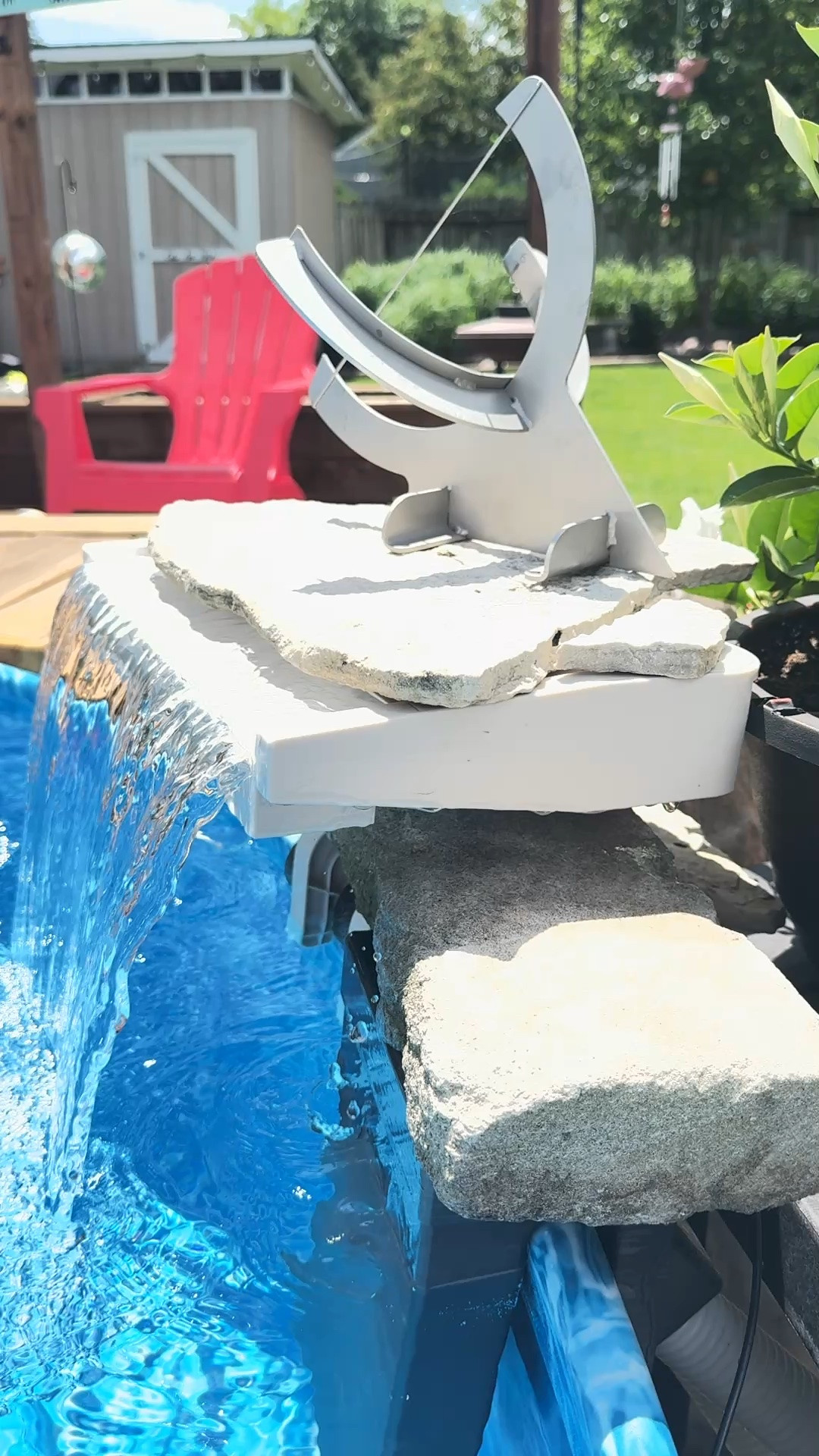 The sound of a fountain on a summer morning is music to my ears!! Love this addition to our stock tank pool!! We connected it to this little pump that you could use as your pool filter!
