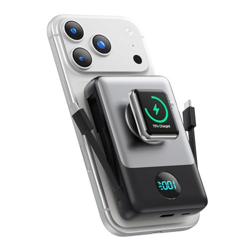 6 in 1 Magnetic Portable Charger for iPhone with Built-in Cables, 10800mAh 25W PD Fast Charging Power Bank, 6 Outputs LCD Display Travel Essential Battery Pack for iPhone 17/16/15/14/13/12,Apple Watch | Amazon (US)