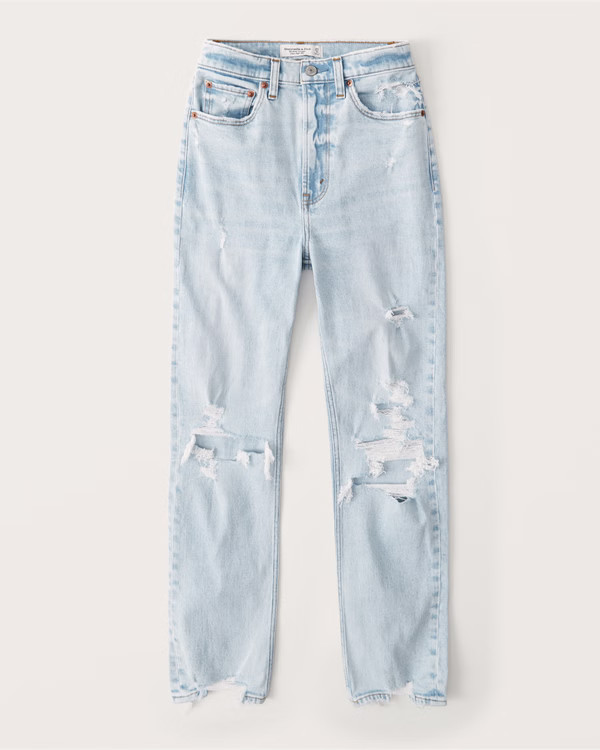 Curve Love Ultra High Rise Ankle Straight Jeans | Abercrombie & Fitch (US)