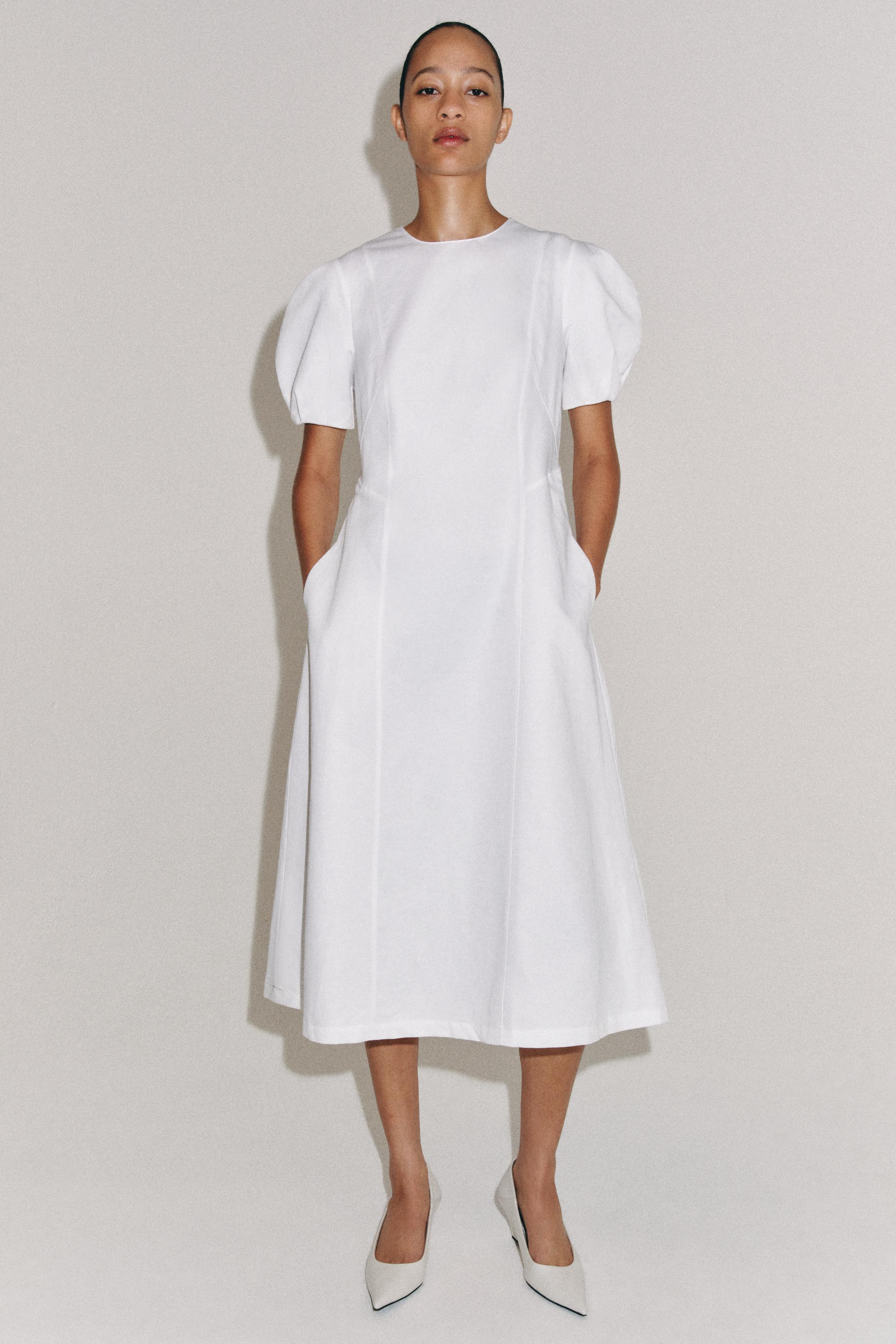 ZW COLLECTION LINEN BLEND MIDI DRESS | Zara UK