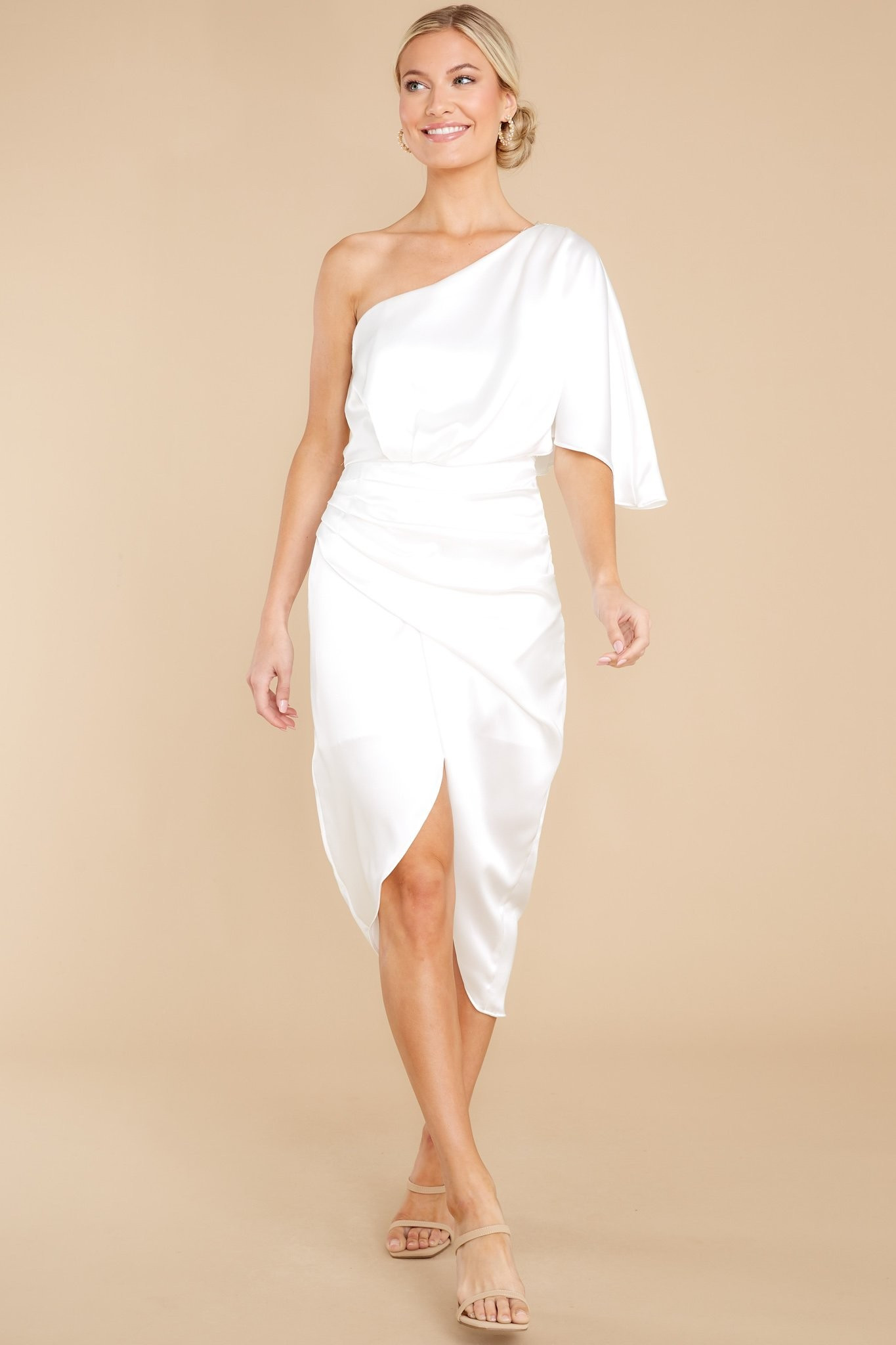 Make A Toast White One Shoulder Dress | Red Dress 