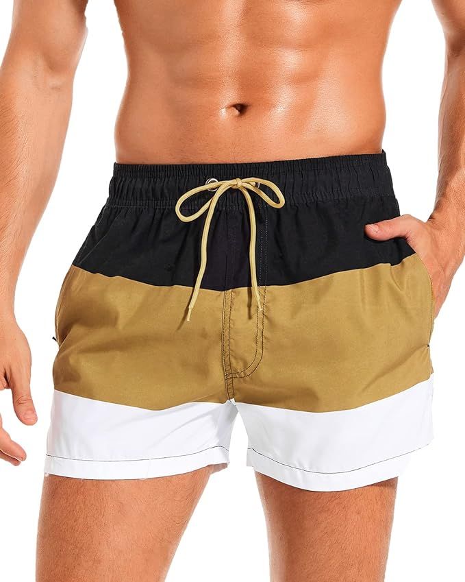 SILKWORLD Mens 9" Swimming Trunks Quick Dry Swim Shorts Bathing Suit with Liner | Amazon (US)