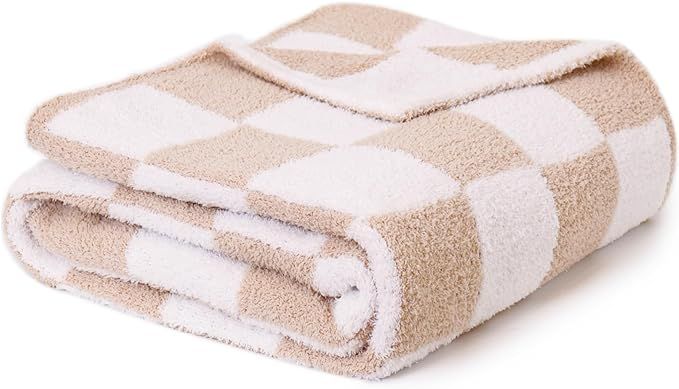 lifein Throw Blanket for Couch-Soft Checkered Fluffy Bed Throw Blanket,Cozy Fuzzy Chunky Knit Thr... | Amazon (US)