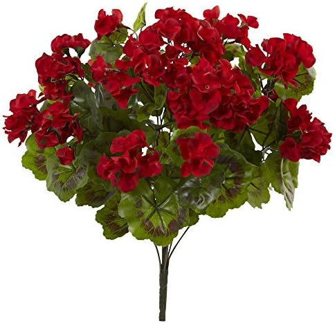 Nearly Natural Geranium Artificial Bush, UV Resistant, Set of 3 (Indoor/Outdoor), Red,15"Dx15"Wx1... | Amazon (US)