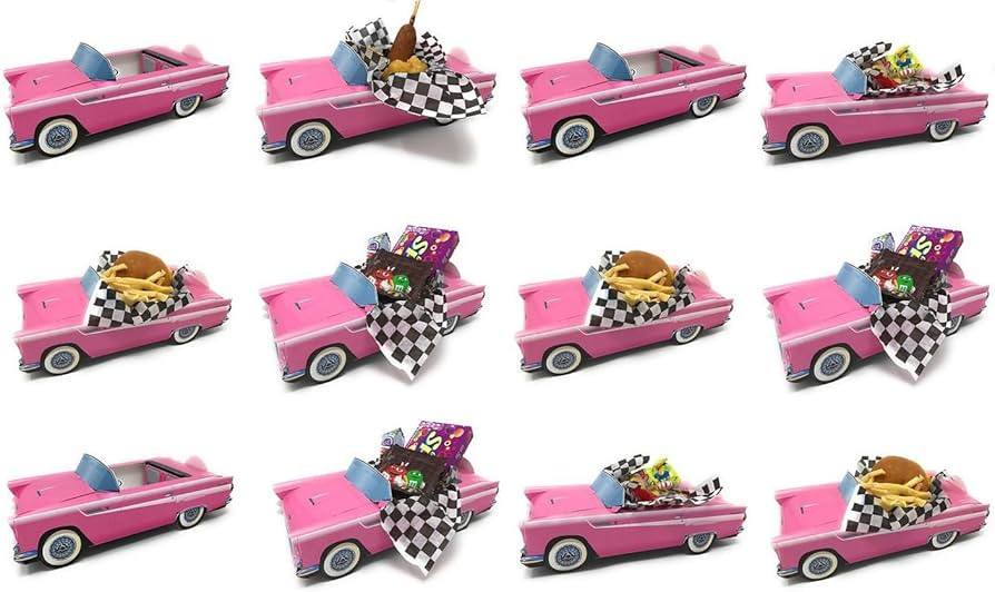 12 Classic Car Party Food Boxes - Pink Birthday Set | Amazon (US)