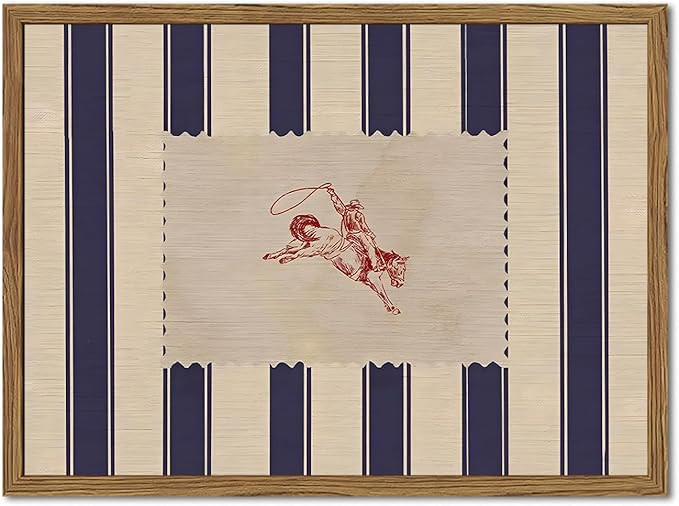 Vintage Western Wall Decor, Striped Rodeo Wall Art Mid Century Southwestern Cowboy Poster Canvas ... | Amazon (US)