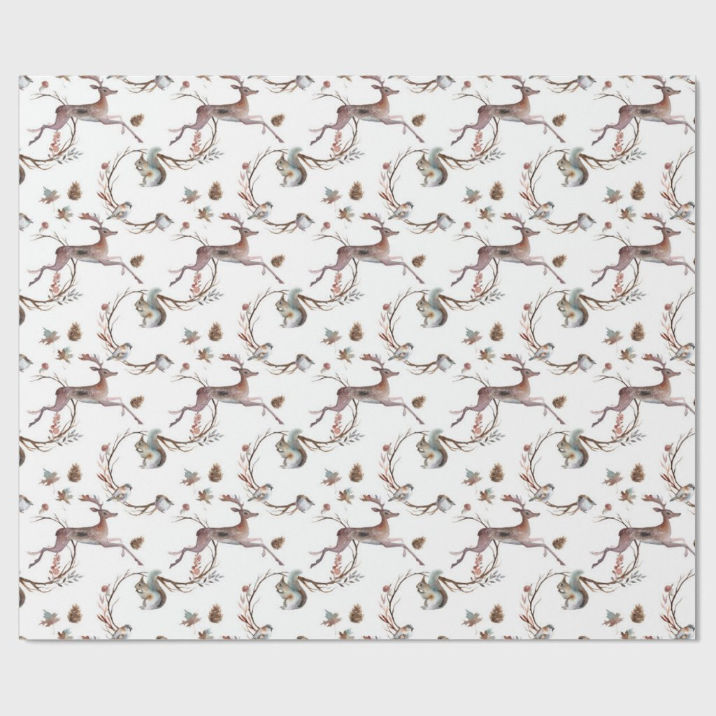 Autumn Winter Woodland Deer Gift Wrapping Paper | Zazzle