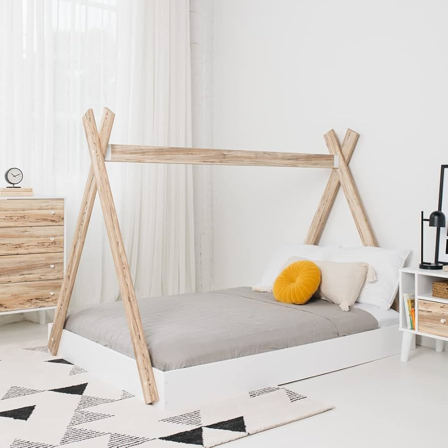 Signature Design by Ashley Piperton Contemporary Youth Tent Bed Frame, Full, Natural Wood & White | Amazon (US)