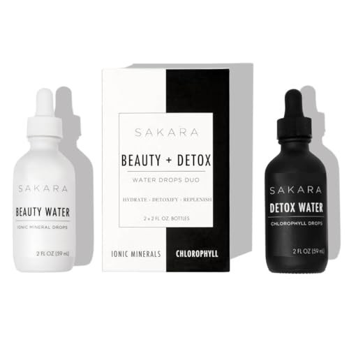 Sakara Beauty Water + Detox Water Drops, 60 Servings - Trace Mineral Drops &amp; Chlorophyll Liquid Drops, Liquid Magnesium, Chloride, Sodium, Potassium, Boron Supplements, Liquid Chlorophyll Drops | Amazon (US)