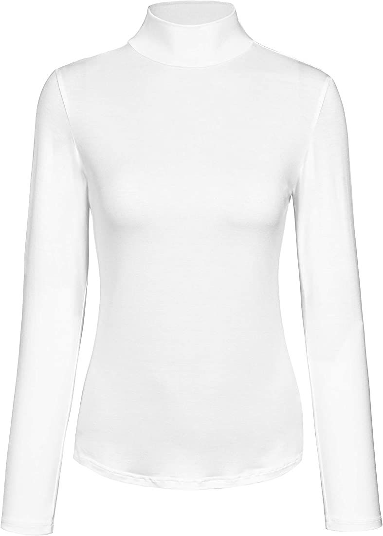 Kindcall Womens Slim Fitted Mock Turtleneck Tops Long Sleeve Lightweight Base Layer Shirts | Amazon (US)