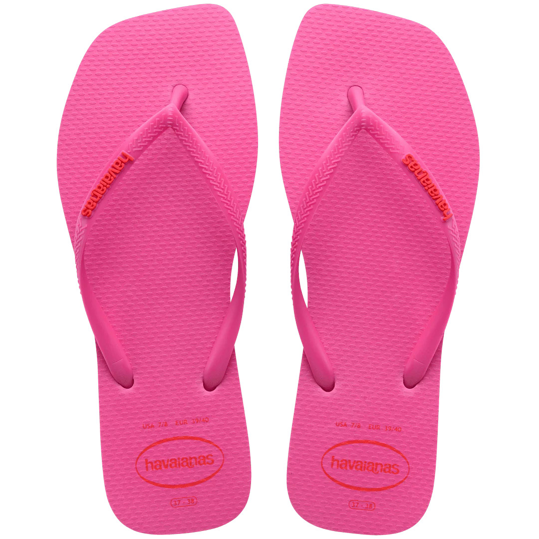 Women's Slim Square Logo Pop Up Flip Flops Pink Flux | Havaianas | Havaianas