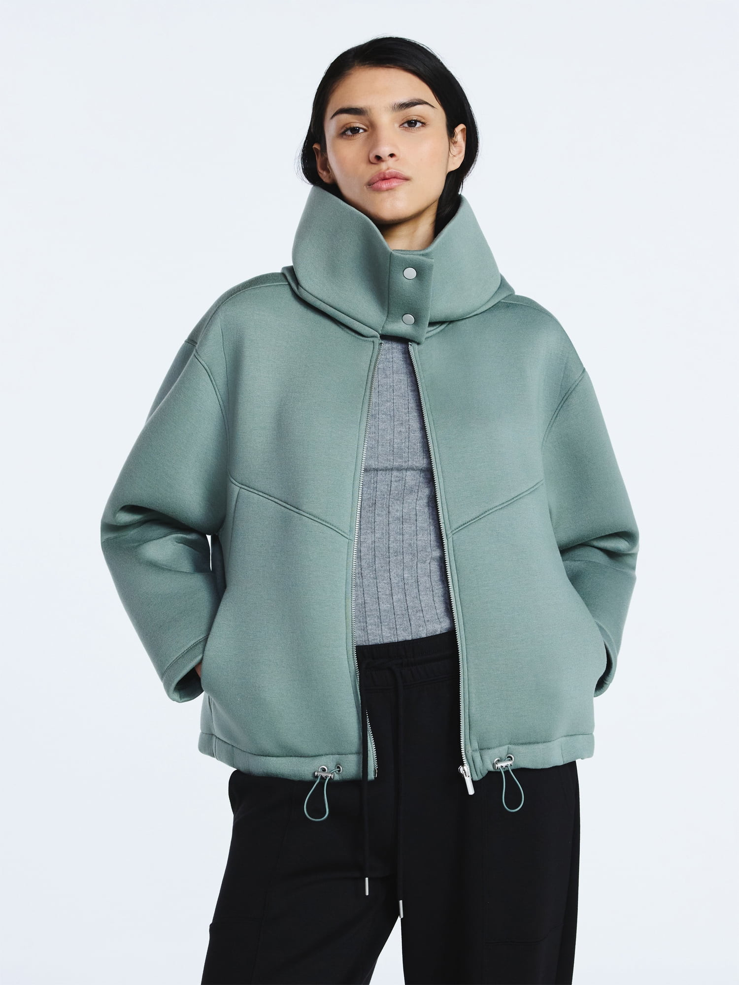 Scoop Women's and Women's Plus Neoprene Fleece Oversized Jacket with Hood, Sizes XS-4X | Walmart (US)