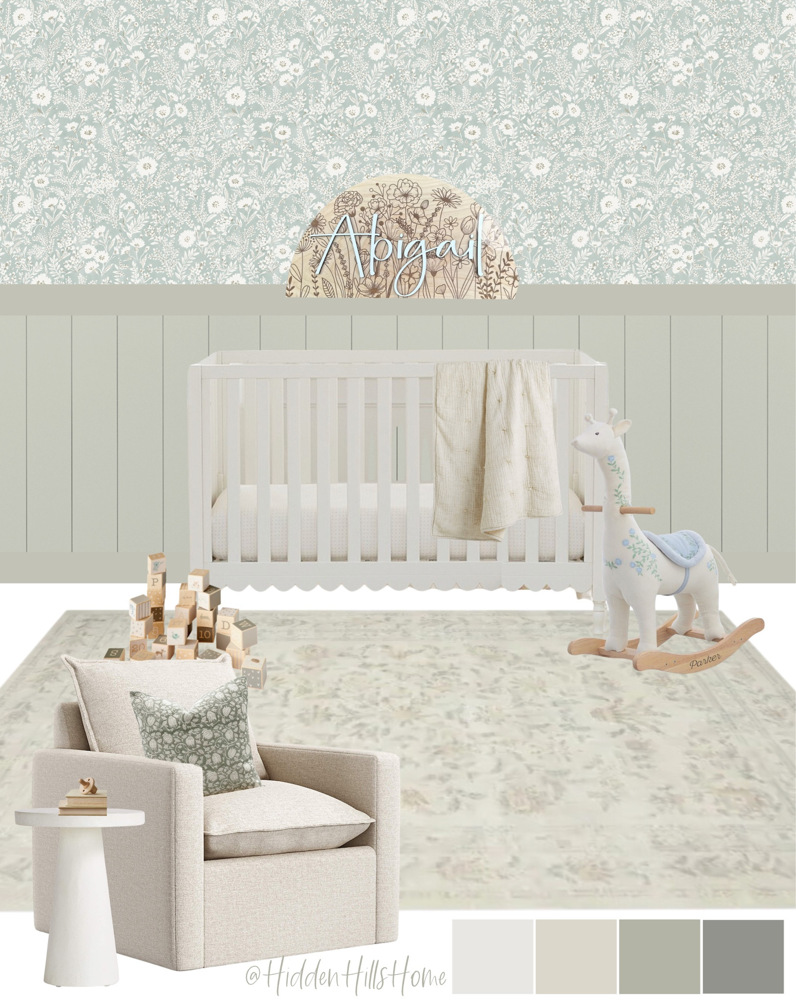Nursery decor, nursery mood board, baby girls room decor ideas, nursery design, cute nursery decor Inspo #nursery 

Wall color is SW Filmy Green 

#LTKhome #LTKbaby #LTKsalealert