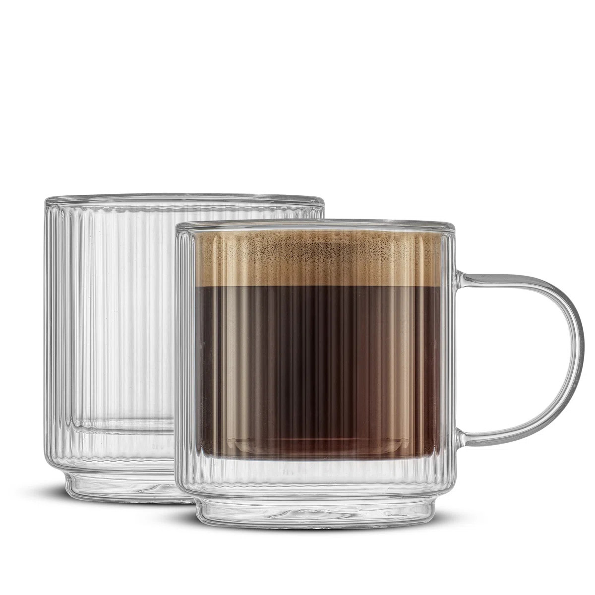 Haven Fluted Stackable Double Wall Glass Mugs (Set of 2) | Wayfair North America