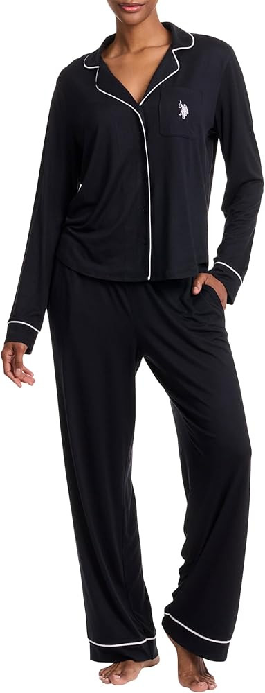 U.S. Polo Assn. Womens Pajama Set Long Sleeve Button Up Top and Pajama Pants | Amazon (US)