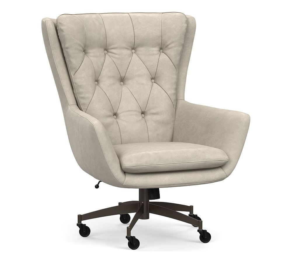 Wells Leather Swivel Desk Chair | Pottery Barn (US)