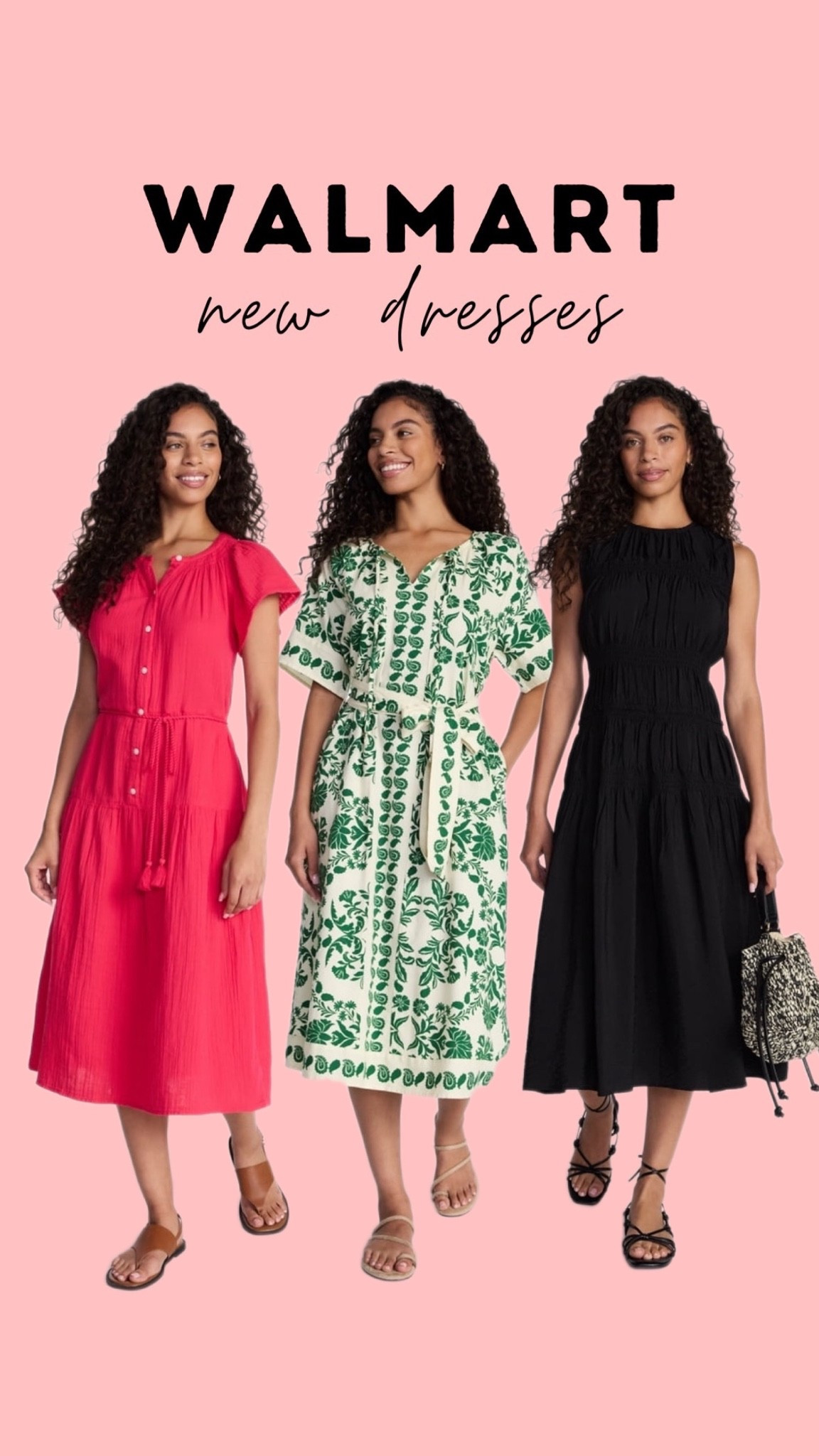 Easy, breezy summer dresses that look far more expensive than they are 🌸 From everyday black to bold pink and beautiful prints, these Walmart finds are perfect for vacations, church, brunch, and everything in between.
