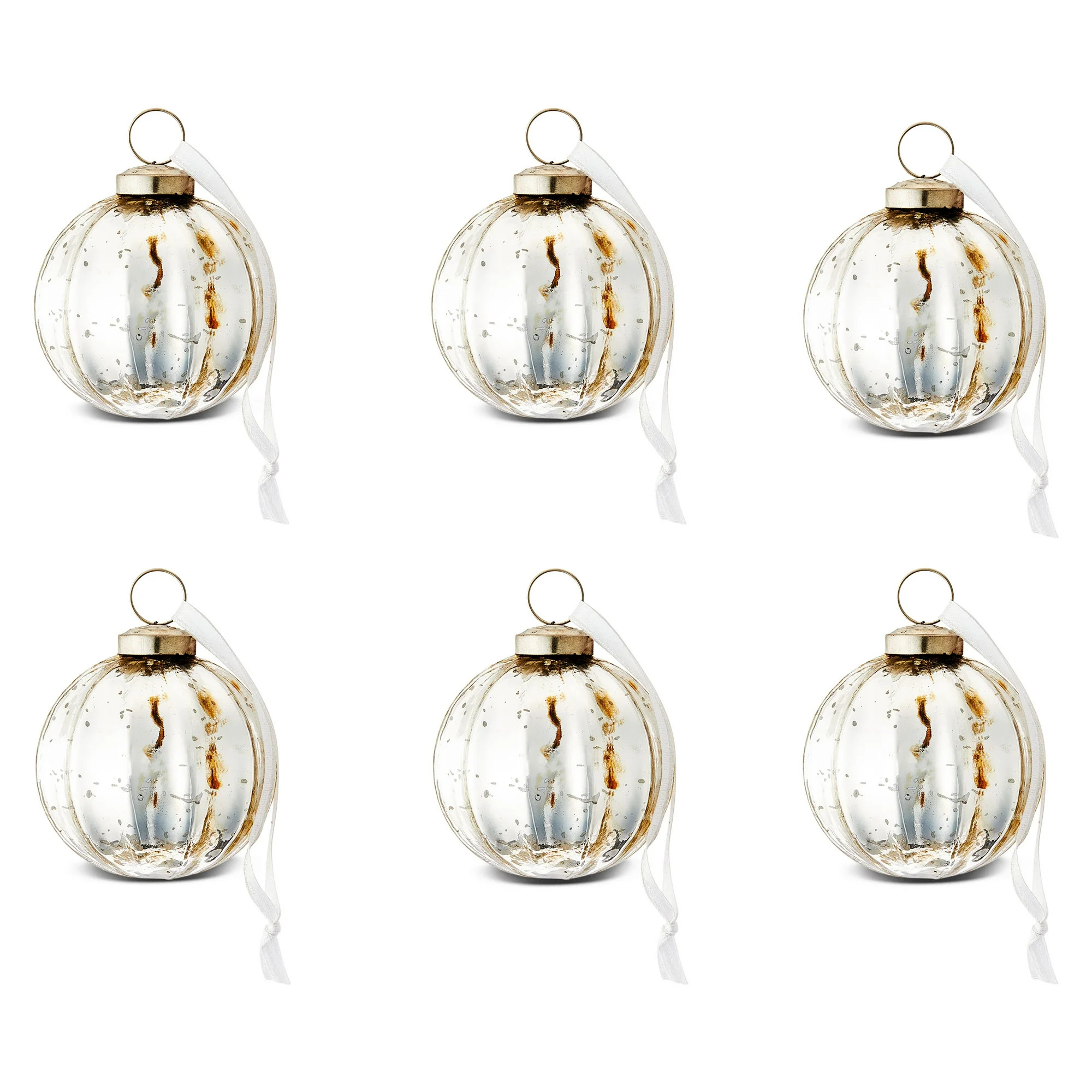 6 Count Silver Glass Ball Christmas Ornaments, 3", by Holiday Time | Walmart (US)