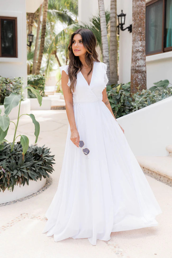 Sweet Magnolias White Wrap Maxi Dress | Pink Lily