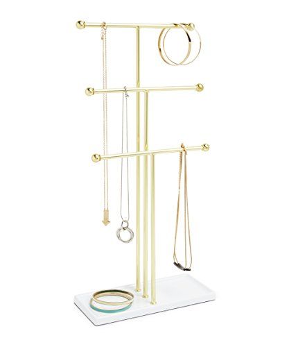 Umbra Trigem Hanging Jewelry Organizer Tiered Tabletop Countertop Free Standing Necklace Holder Disp | Amazon (US)