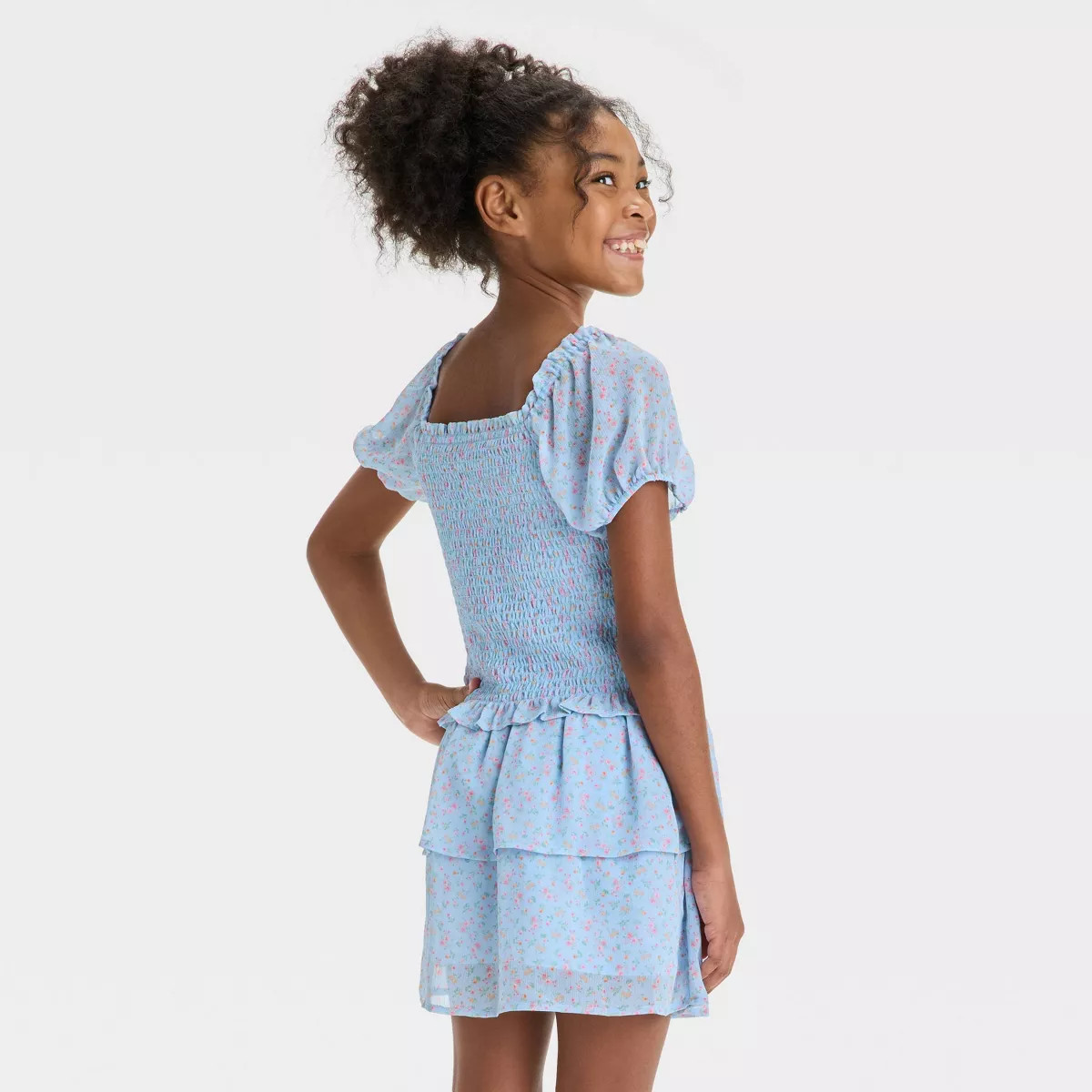 Girls' Short Sleeve Smock Chiffon Floral Top - Cat & Jack™ | Target