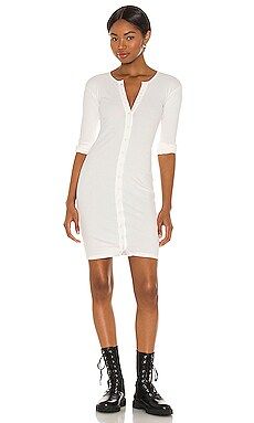 Indah Lenny Solid Henley Button Front Mini Dress in Chalk from Revolve.com | Revolve Clothing (Global)