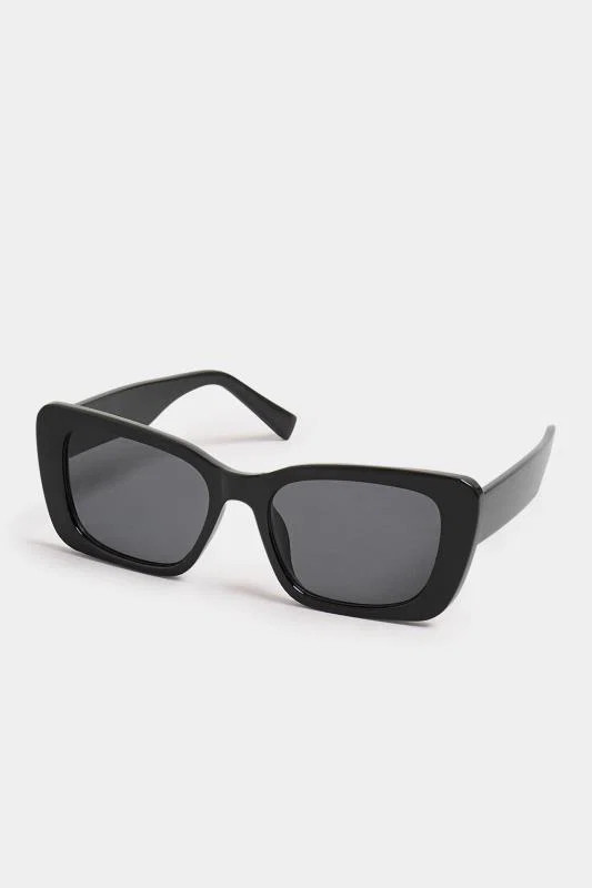 Black Rectangular Frame Sunglasses | Yours Clothing UK