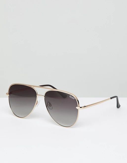 Quay Australia X Desi sahara aviator sunglasses in gold/smoke | ASOS US