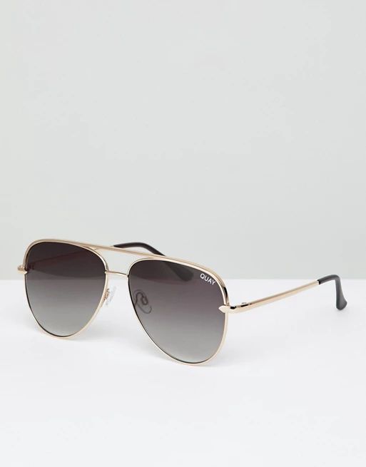 Quay Australia X Desi Sahara Aviator Sunglasses In Gold/Smoke | ASOS US