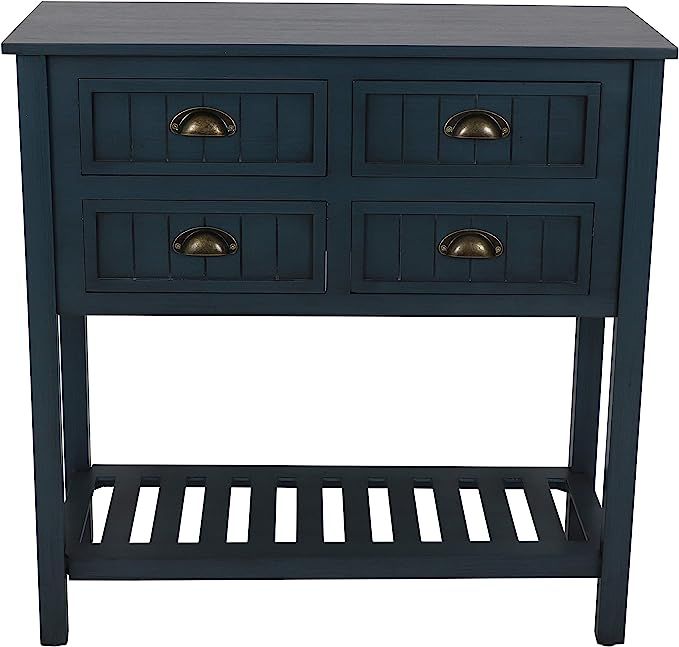 Decor Therapy Bailey Bead board 4-Drawer Console Table, 14x32x32, Antique Navy | Amazon (US)