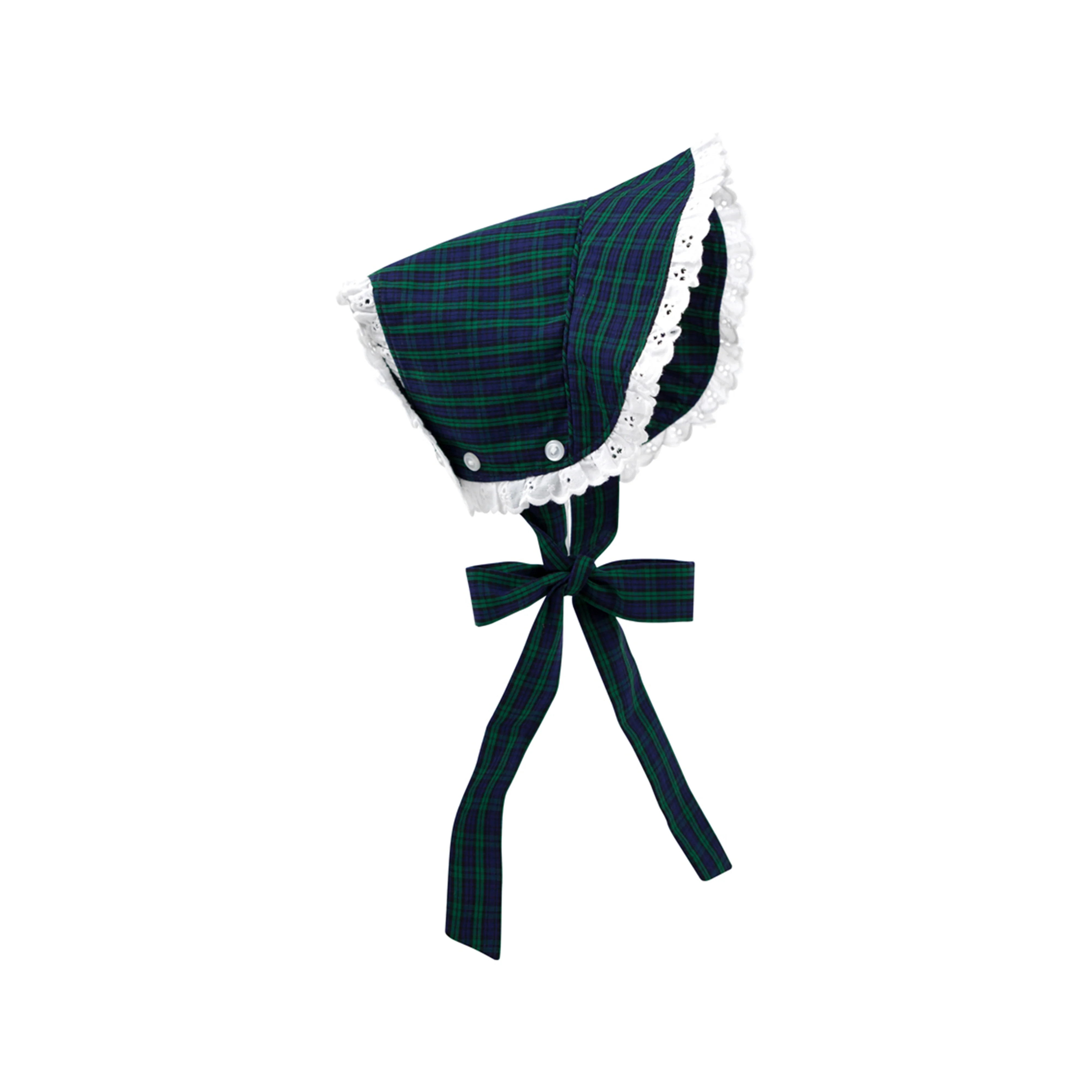 Catesby Country Club Bonnet - Fall Party Plaid with Worth Avenue White Eyelet | The Beaufort Bonnet Company