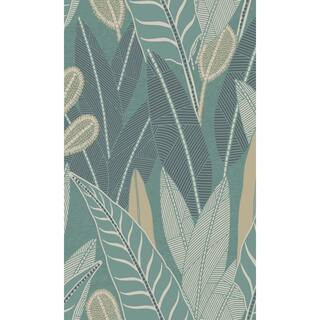 Green Leafy Tropical Print Non Woven Non-Pasted Textured Wallpaper 57 Sq. Ft. | The Home Depot