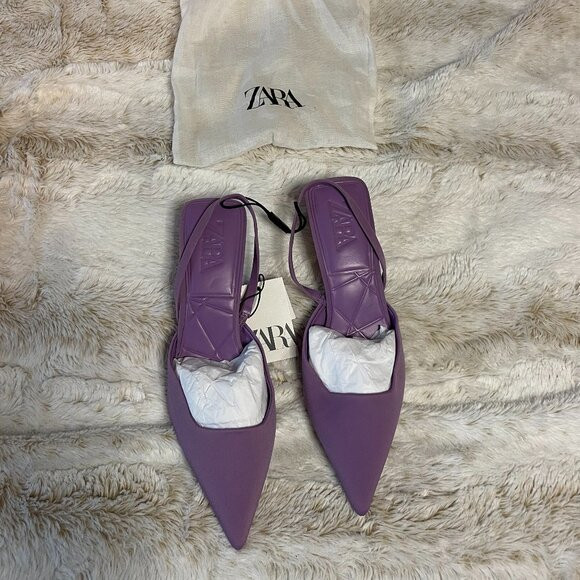 Zara Slingback Kitten-Heel Shoes in mauve purple size 39 | Poshmark