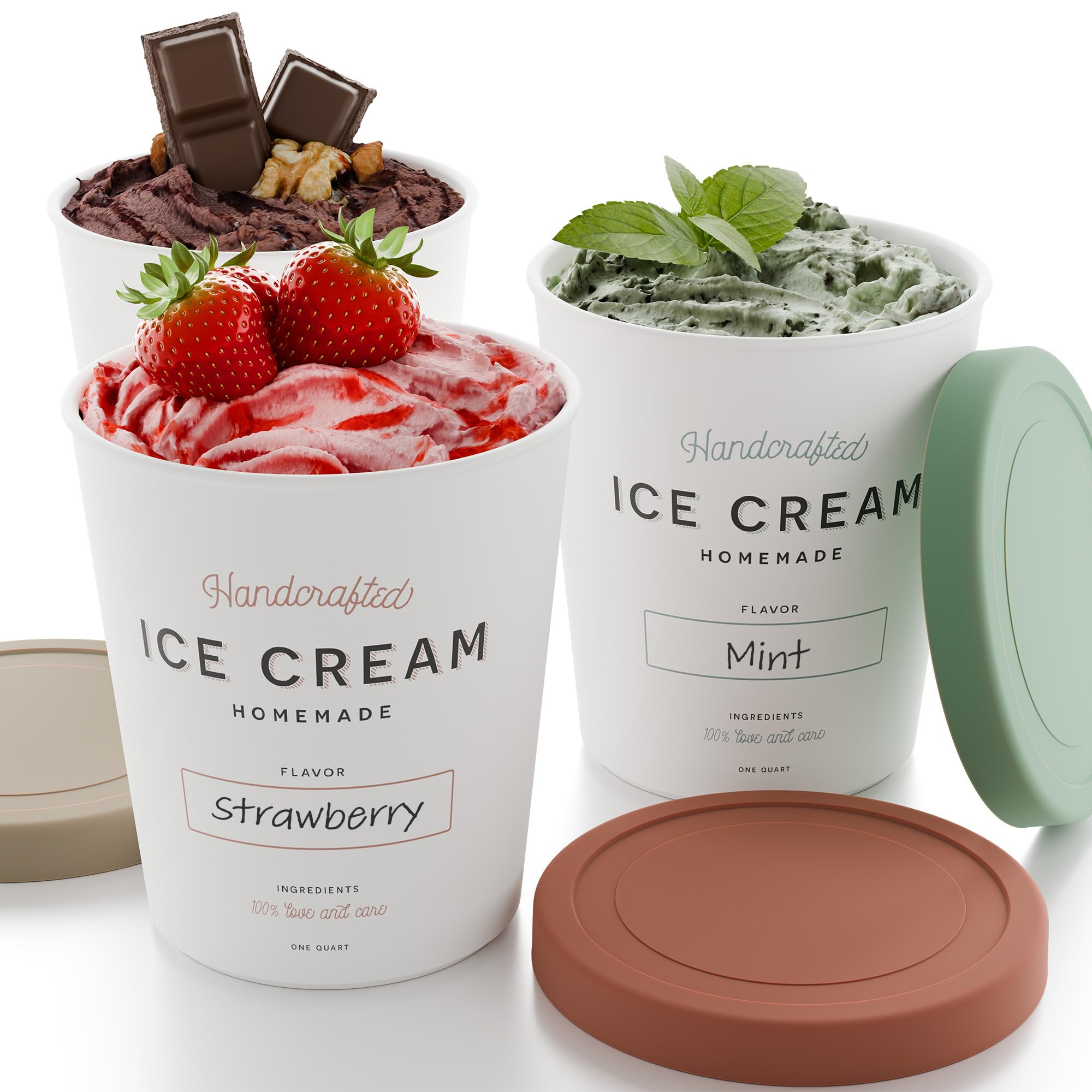 ZICOTO Set of 3 Reusable Ice Cream Containers 1 Quarts ea. - Perfect for Homemade Sorbet, Frozen ... | Amazon (US)