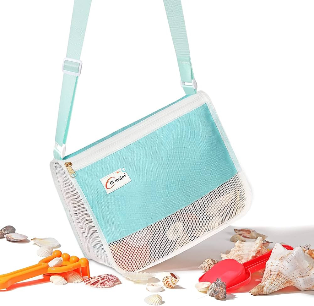 El mejor Beach Toy Mesh Beach Bag Kids Shell Collecting Bag Beach Sand Toy Seashell Bag for Holdi... | Amazon (US)