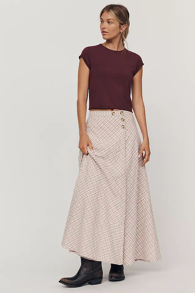 Olivette Plaid Maxi Skirt | Anthropologie (US)