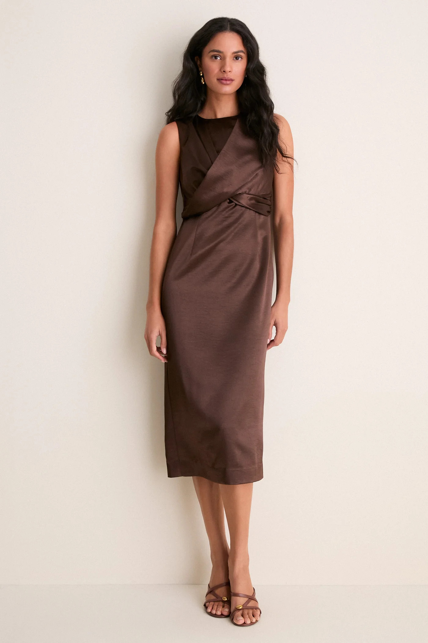 Cappuccino Satin Celeste Midi Dress | Tuckernuck (US)