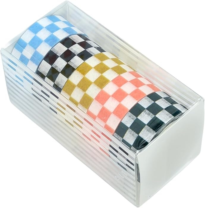 Checkered Tape Decorative Plaid Cute Washi Tape Set 0.6inch Width Colored Grid Masking Paper Tape... | Amazon (US)