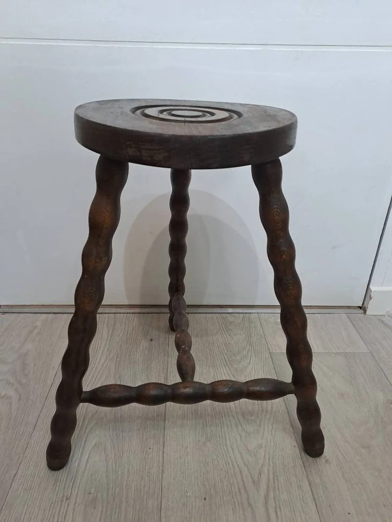 french 50's country wooden stool milkman brutalist vintage France farm countryside wood | Etsy (US)